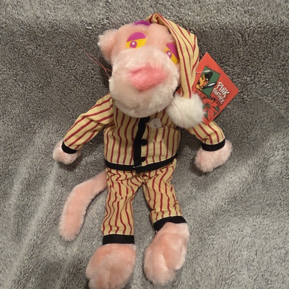 Other - Pink Panther Plush 10"‎ In Pajamas & Stocking Cap Vintage 1999